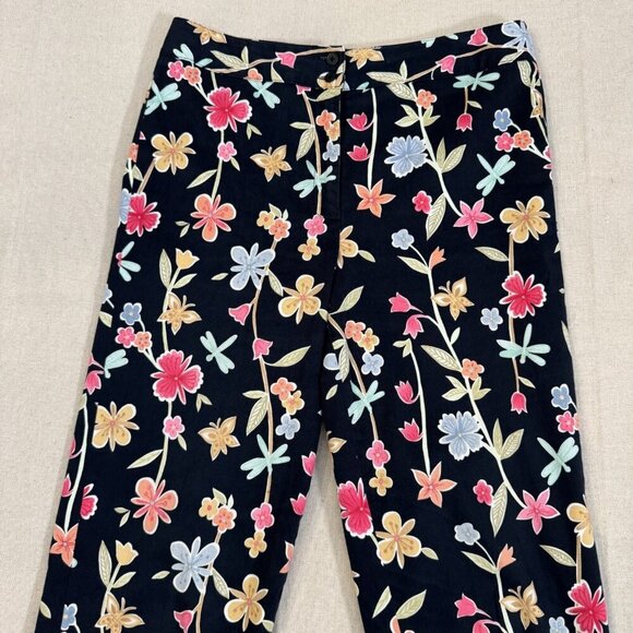 Talbots Floral Print Stretch Straight Leg Pants 8 Multicolor - Picture 2 of 13